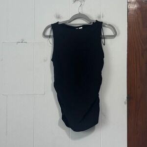 H&M Divided Black Sleeveless Ruched Side Boat Neck Top  Size M NEW